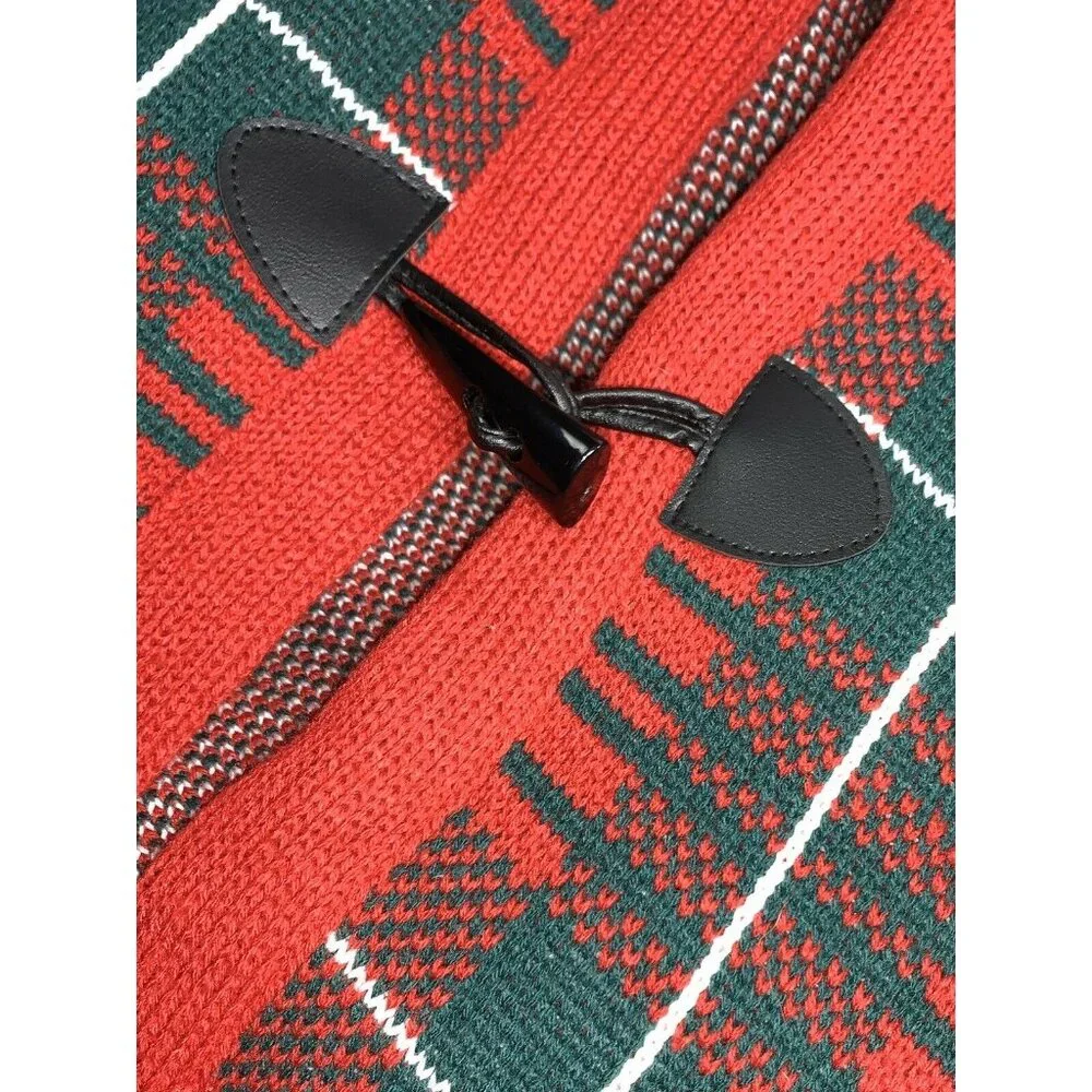 Pier 1 Green and Red Plaid Knit Christmas Tree Skirt 50